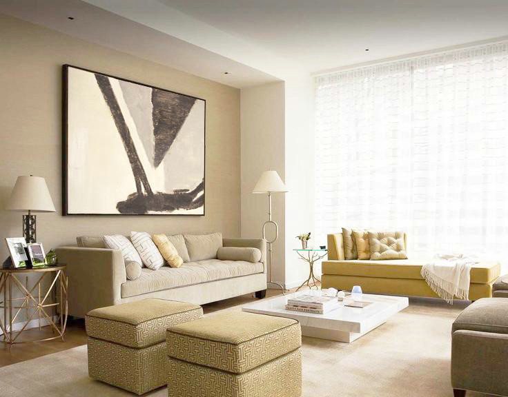 Large Abstract Art Handmade Oil Painting,Oversized Horizontal Contemporary Art,Giant Canvas Wall Art,Light Yellow,Grey,Black.etc